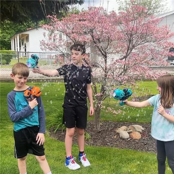 Dinosaur Bubble Gun Blaster for Kids, Bubble Maker with LED Light and Sound - Picture 6 of 6